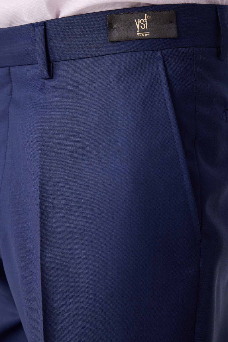 Erkek Lacivert Yünlü Klasik Kumaş Pantolon - 7