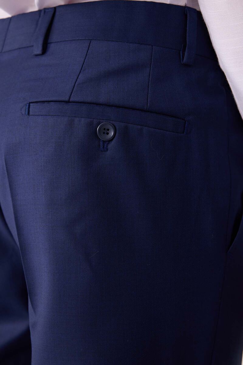 Erkek Lacivert Yünlü Klasik Kumaş Pantolon - 8