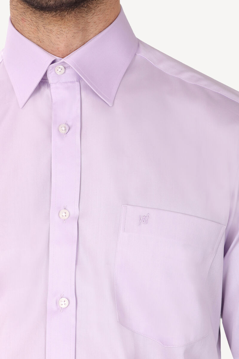 Erkek Lila Uzun Kol Cepli Klasik Gömlek - 3