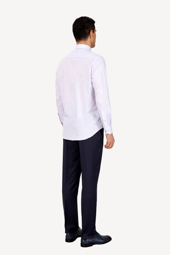 Erkek Lila Uzun Kol Klasik Gömlek