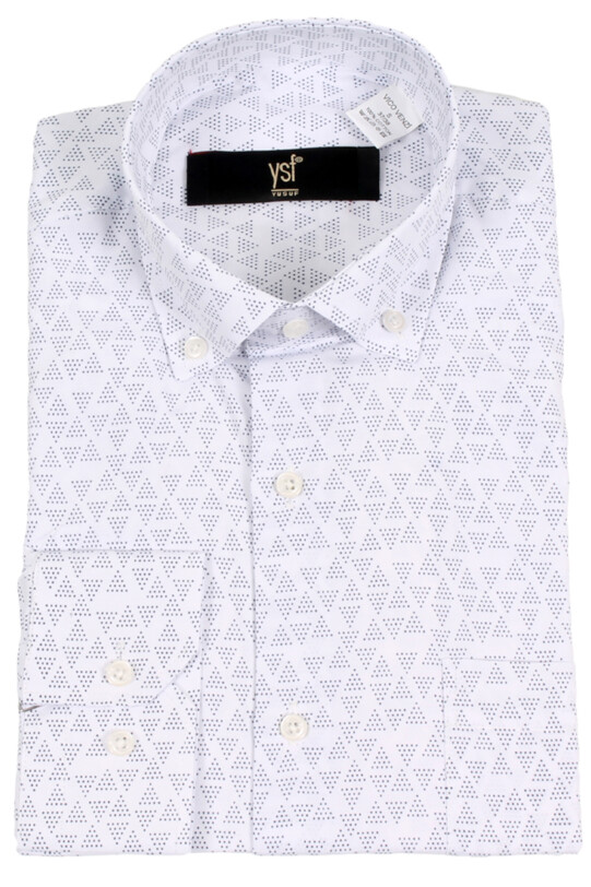 Erkek Mavi Beyaz Uzun Kol Klasik Desenli Gömlek - YSF