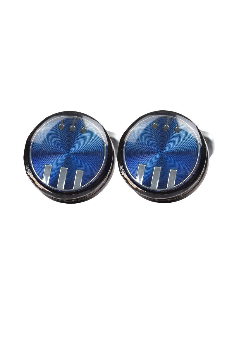 Erkek Mavi Desenli Kol Düğmesi - 1