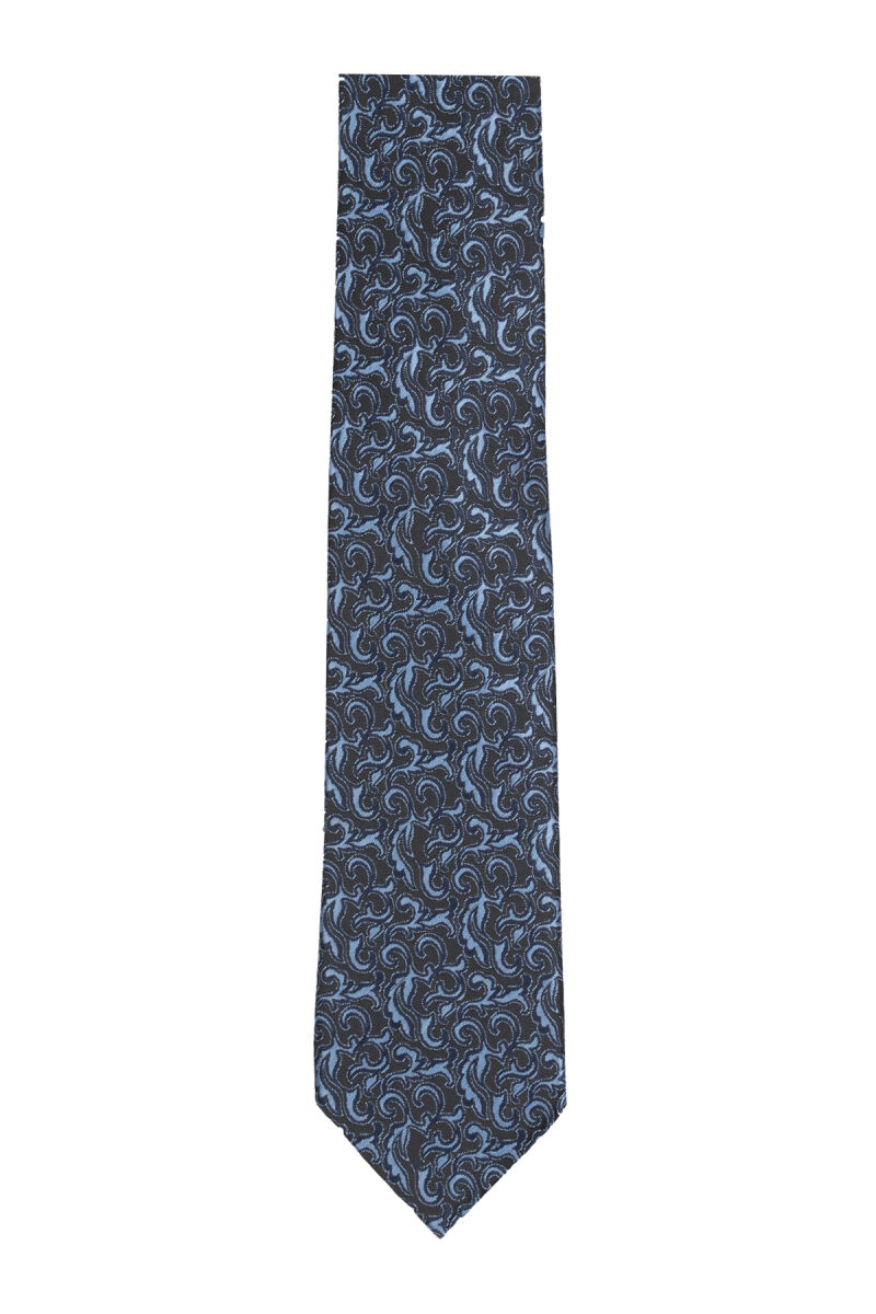 Erkek Mavi Desenli Kravat - 1