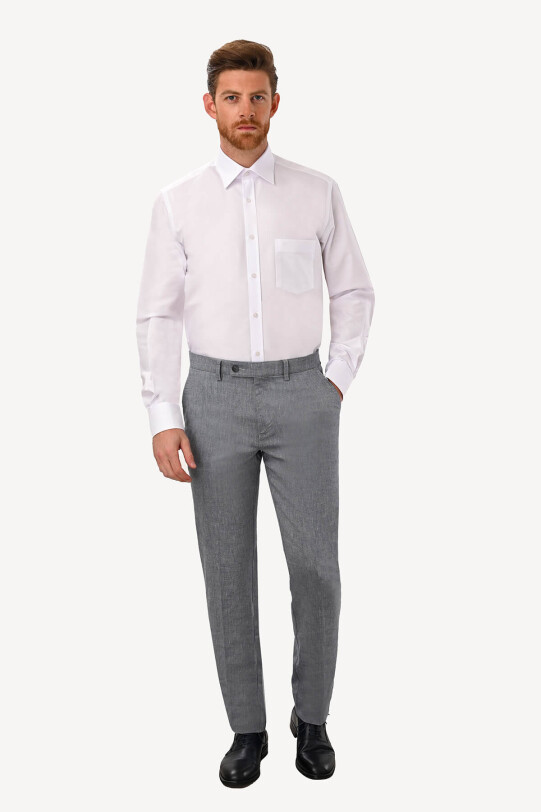 Erkek Mavi Gri Keten Spor Pantolon