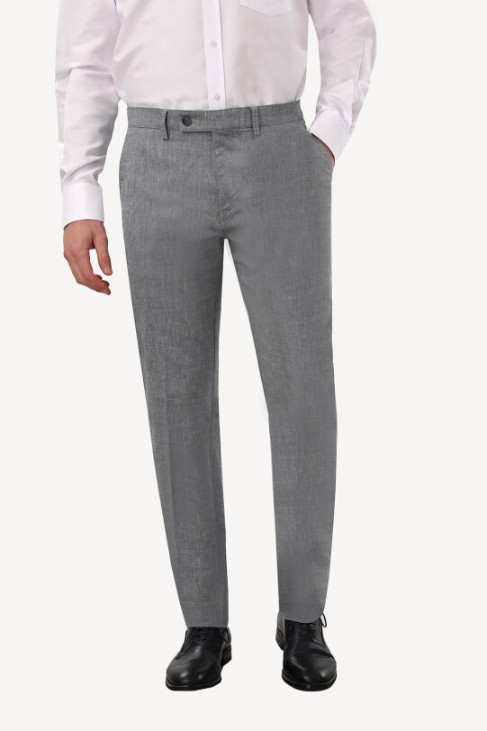 Erkek Mavi Gri Keten Spor Pantolon