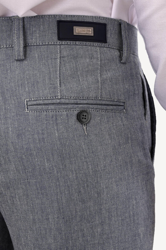 Erkek Mavi Gri Keten Spor Pantolon