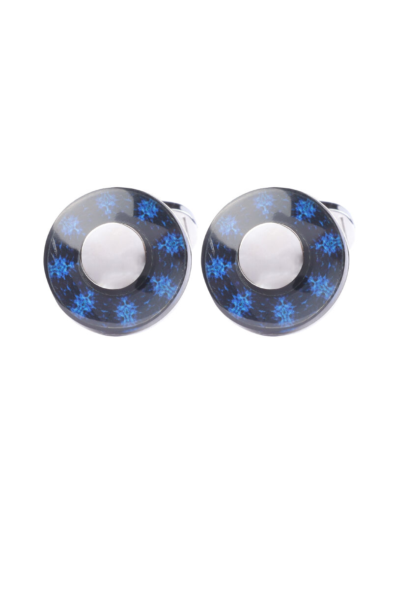 Erkek Mavi Oval Kol Düğmesi - 1