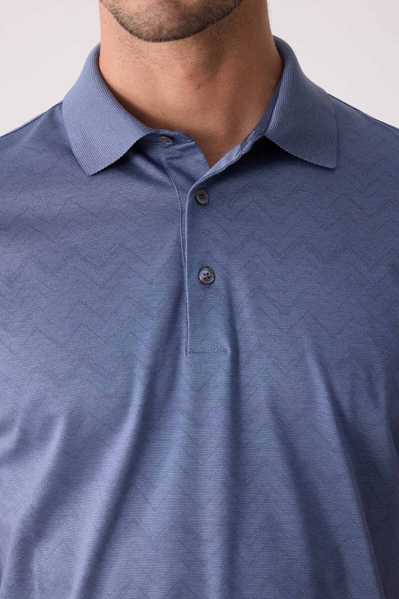 Erkek Mavi Regular Fit Desenli Merserize Polo Yaka Tişört - 7