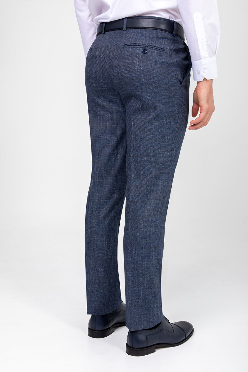 Erkek Mavi Regular Fit Kumaş Pantolon - 4