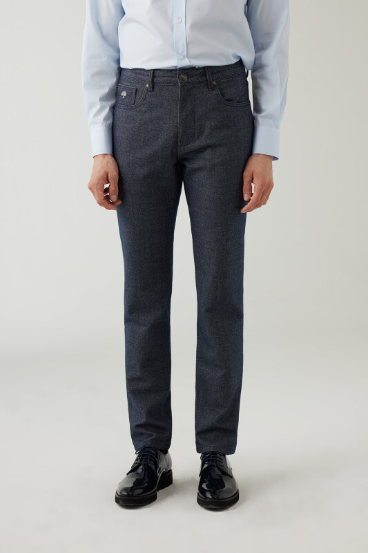 Erkek Mavi Regular Fit Üst Cep Spor Kanvas Pantolon