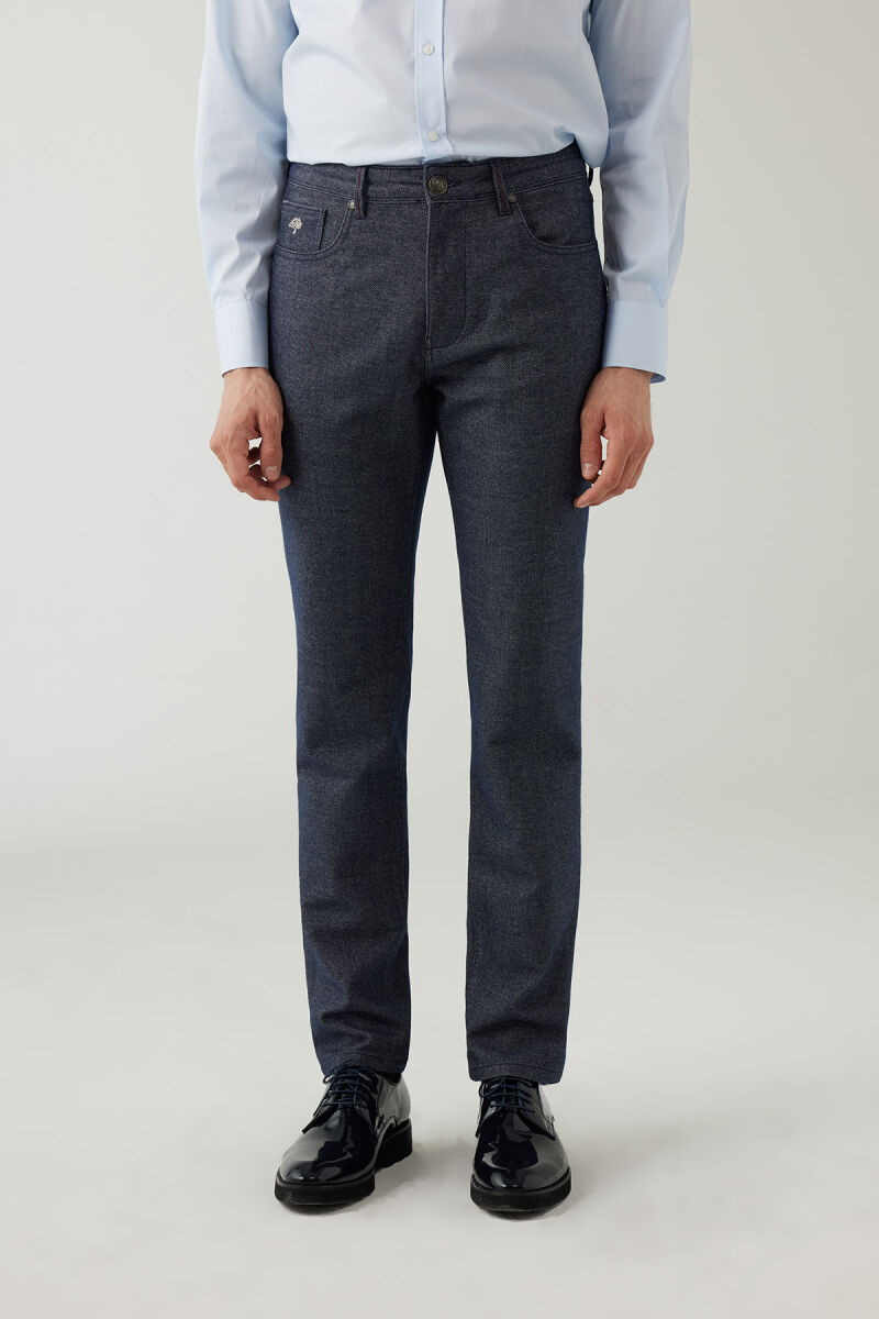 Erkek Mavi Regular Fit Üst Cep Spor Kanvas Pantolon - 1