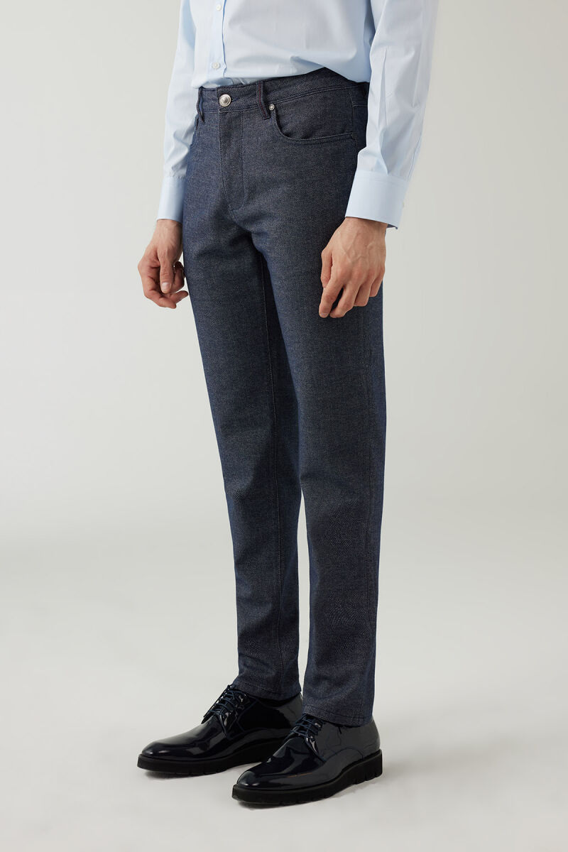 Erkek Mavi Regular Fit Üst Cep Spor Kanvas Pantolon - 3