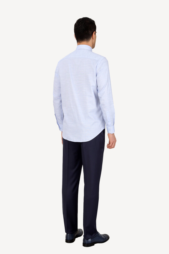 Erkek Mavi Uzun Kol Klasik Gömlek