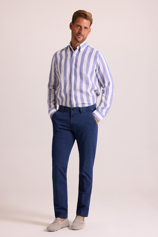 Erkek Mavi Yancep Yazlık Kot Pantolon