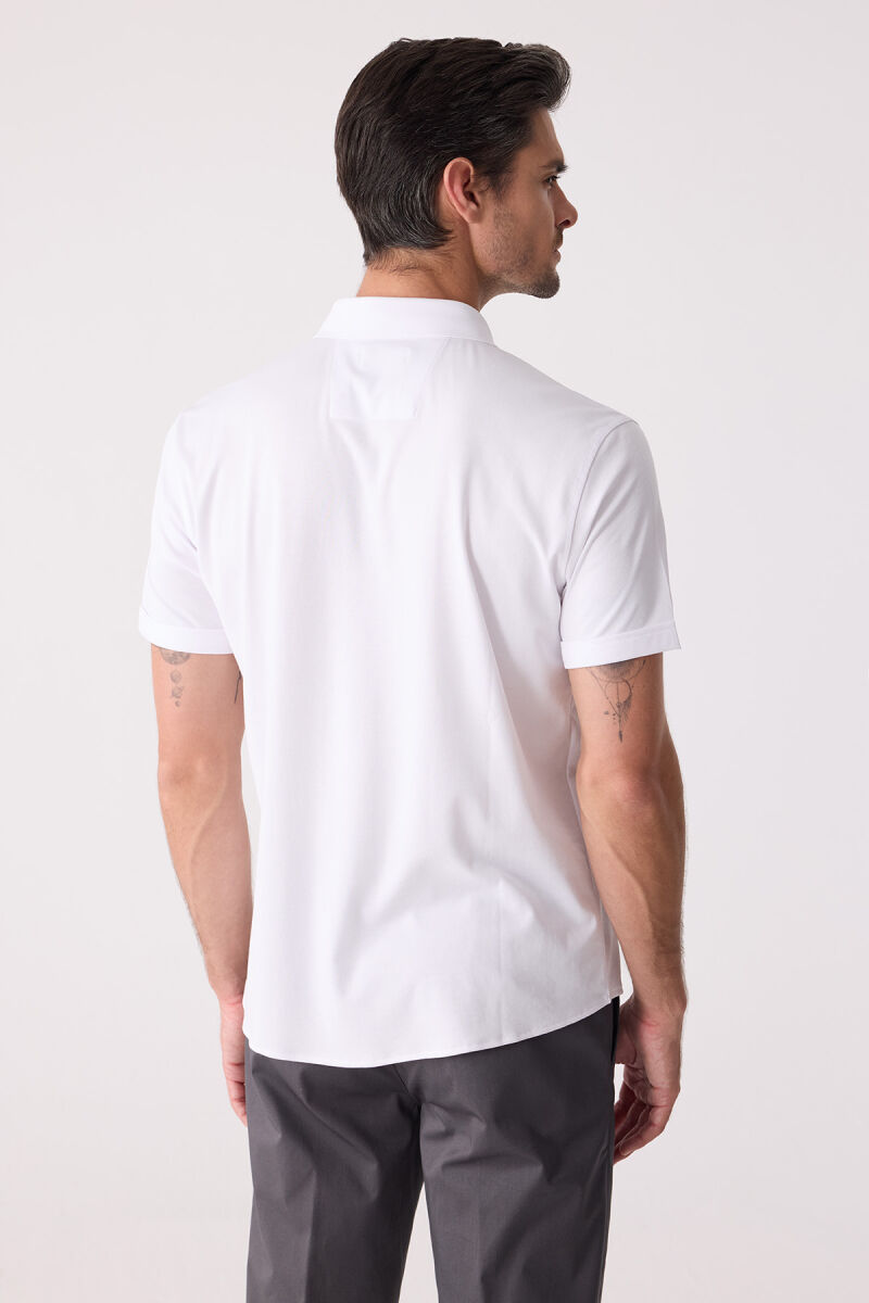Erkek Beyaz Merserize Kısa Kol Gömlek - 8