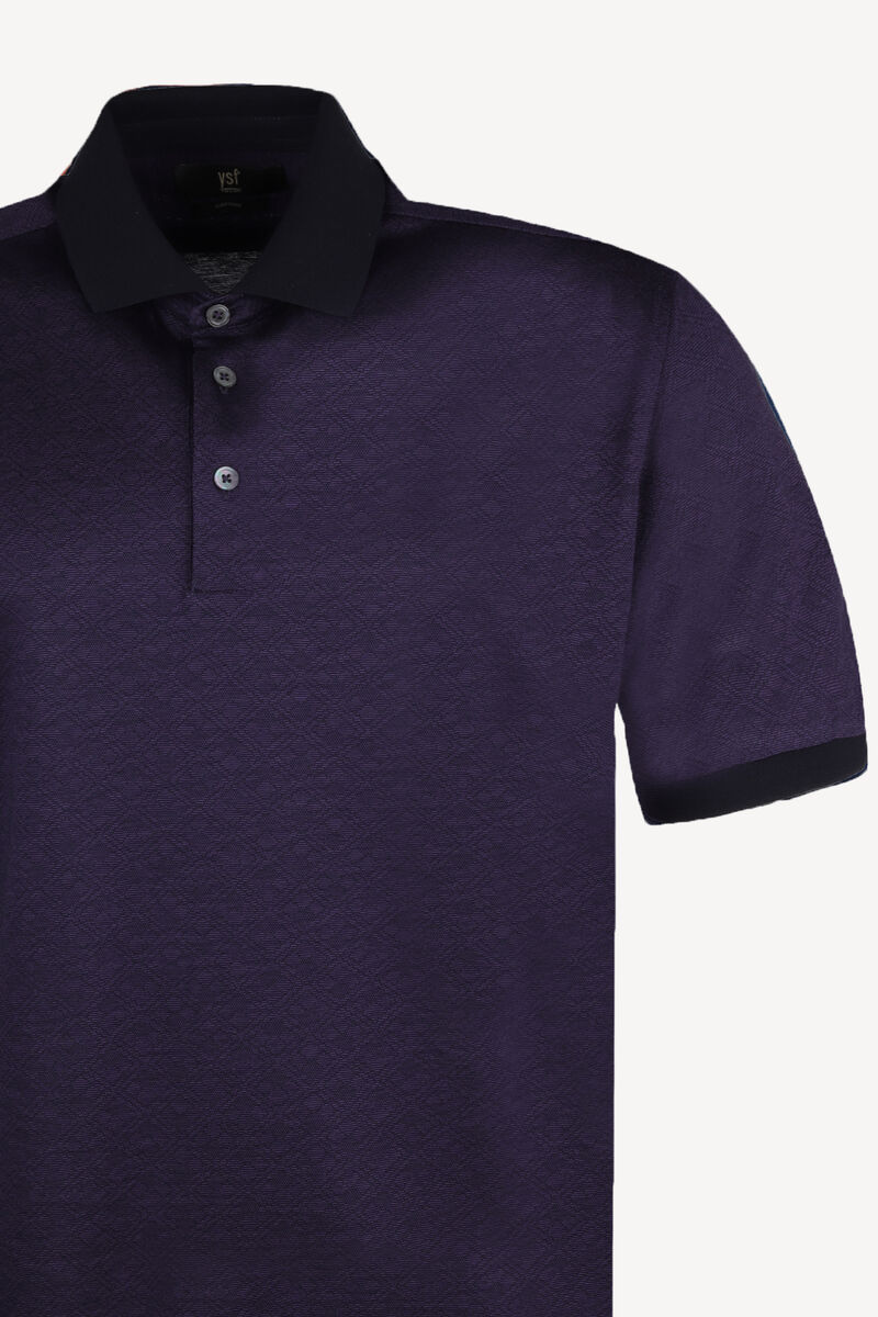 Erkek Mor Desenli Polo Yaka Tshirt - 2