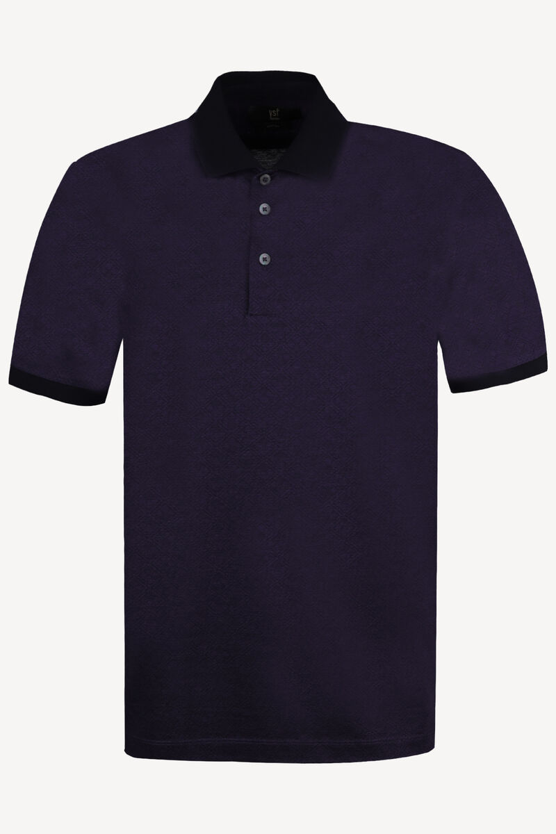 Erkek Mor Desenli Polo Yaka Tshirt - 1