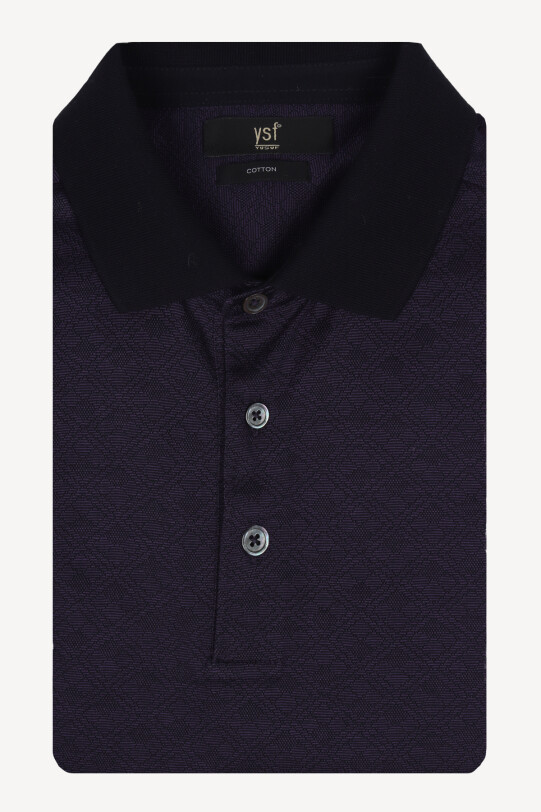 Erkek Mor Desenli Polo Yaka Tshirt