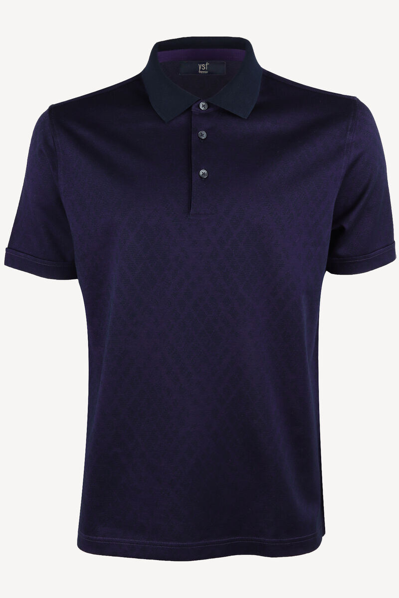 Erkek Mor Desenli Regular Fit Polo Yaka Tshirt - 1