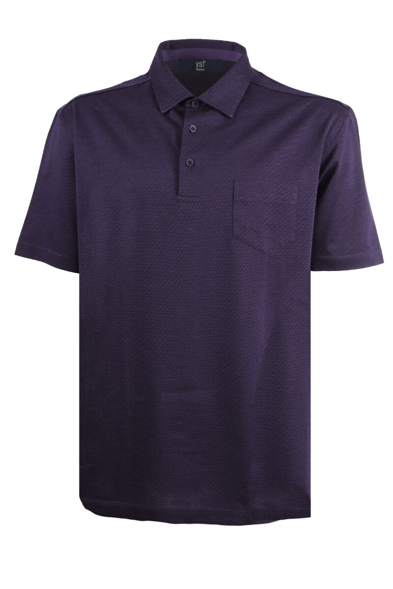 Erkek Mor Polo Yaka Desenli Regular Fit Tshirt - 1