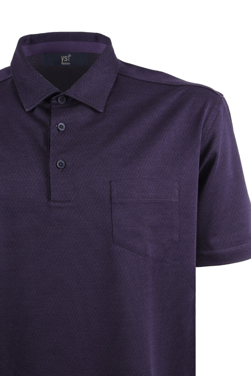 Erkek Mor Polo Yaka Desenli Regular Fit Tshirt - 2