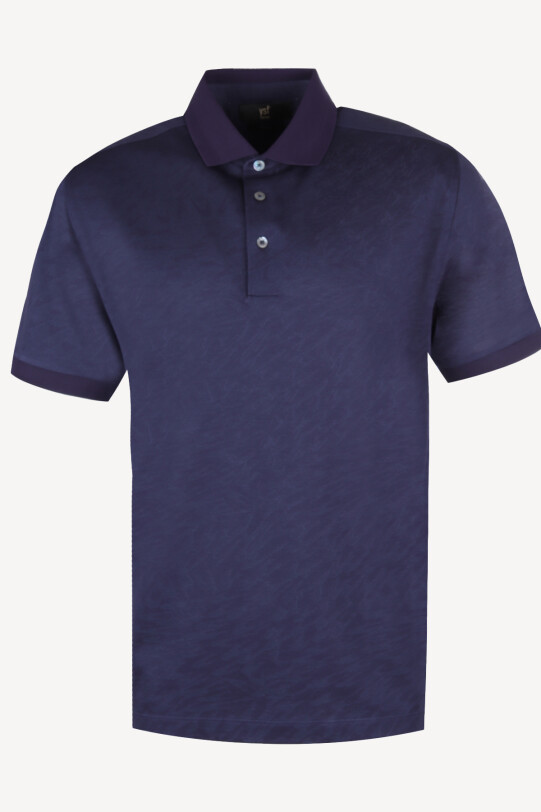 Erkek Mor Polo Yaka Regular Fit Desenli Tshirt