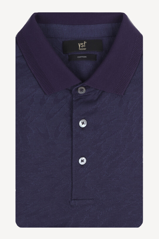 Erkek Mor Polo Yaka Regular Fit Desenli Tshirt