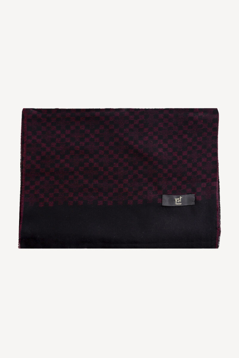 Erkek Mürdüm Dama Desen Kaşkol - 1