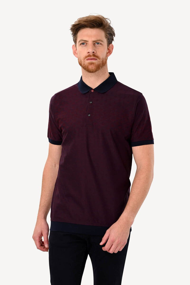 Erkek Mürdüm Desenli Tshirt - 2