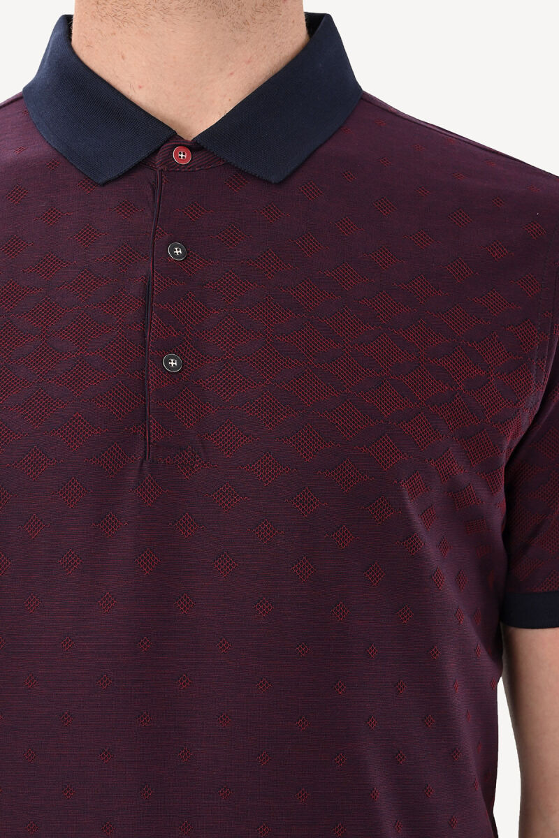 Erkek Mürdüm Desenli Tshirt - 4