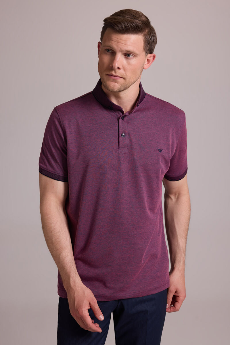Erkek Mürdüm Regular Fit Merserize Polo Yaka T-shirt - 2