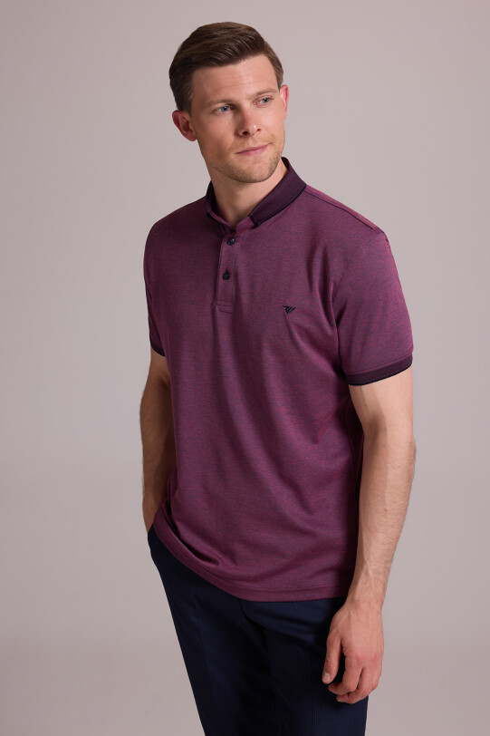 Erkek Mürdüm Regular Fit Merserize Polo Yaka T-shirt
