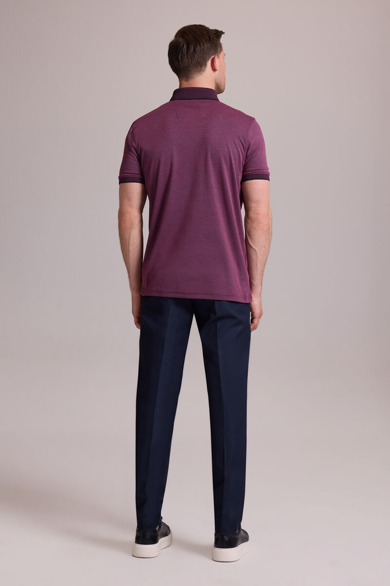 Erkek Mürdüm Regular Fit Merserize Polo Yaka T-shirt - 8