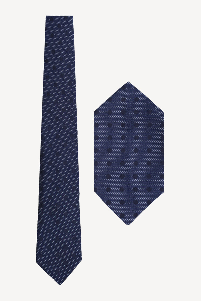 Erkek Parlament Desenli Kravat Mendil Set - 1