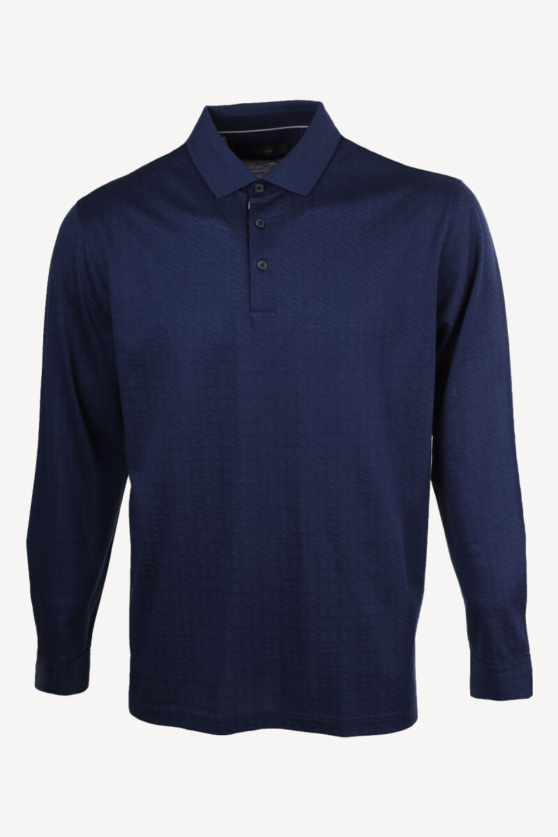 Erkek Parlament Polo Yaka Desenli Klasik Sweatshirt - 1