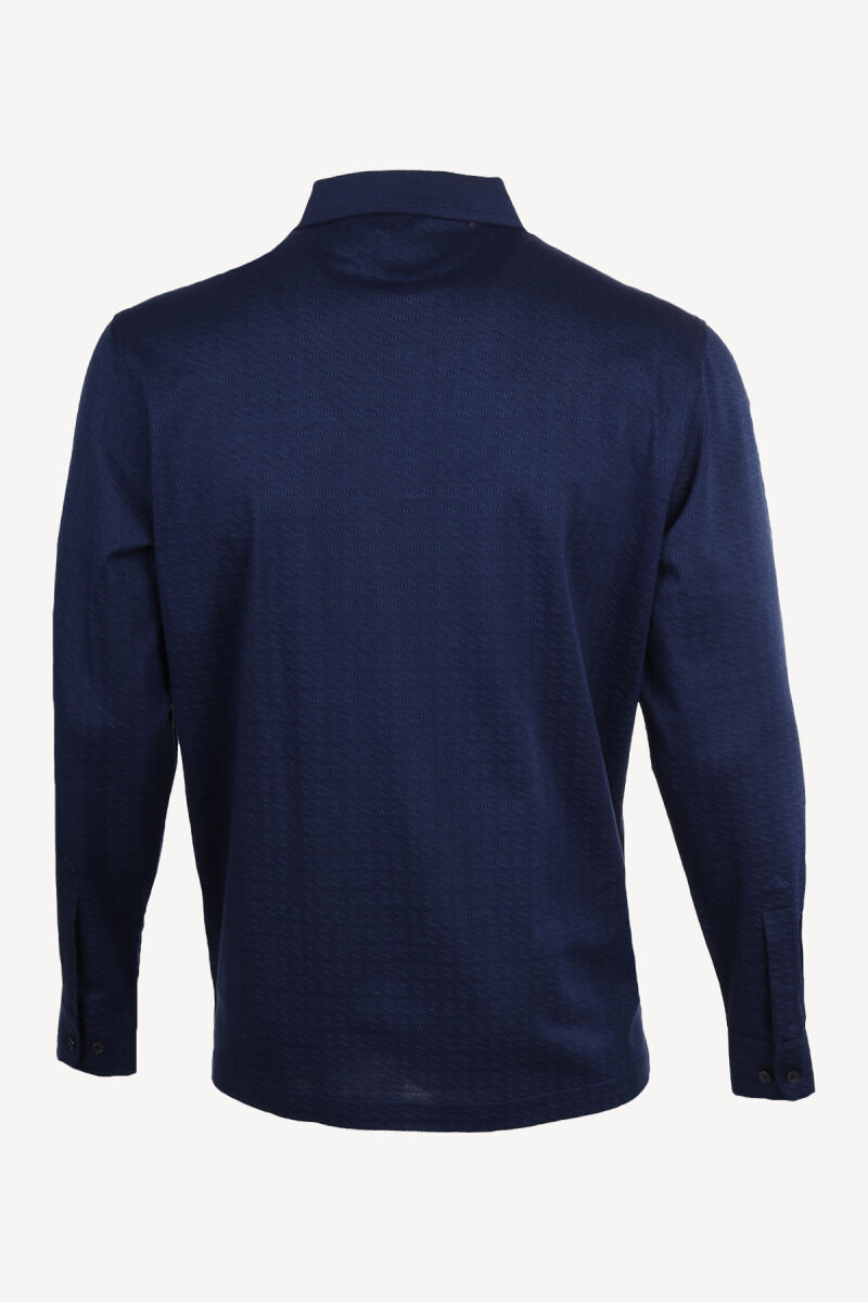 Erkek Parlament Polo Yaka Desenli Klasik Sweatshirt - 2