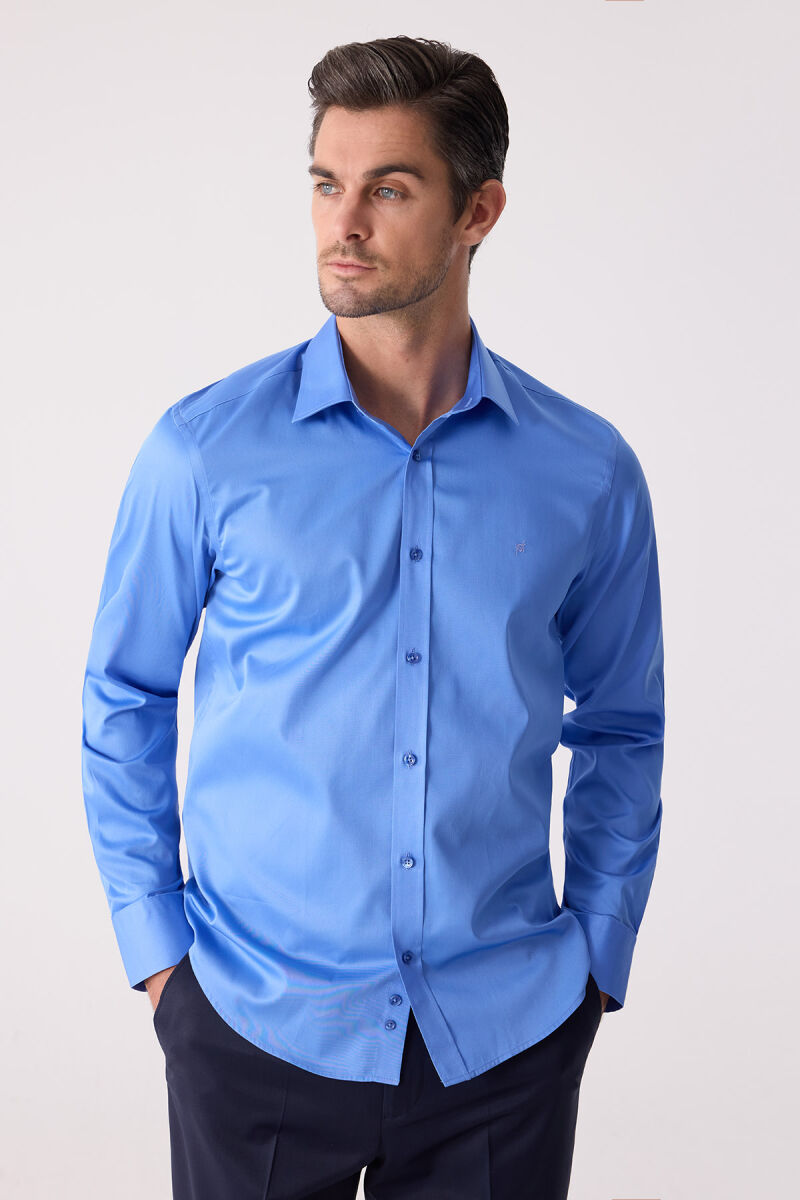 Erkek Parlament Slim Fit Saten Gömlek - 2