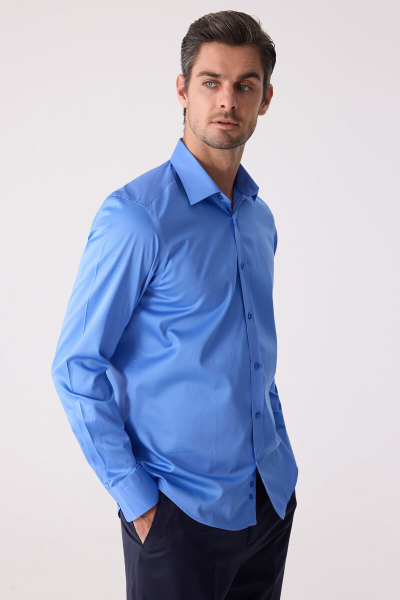 Erkek Parlament Slim Fit Saten Gömlek - 3