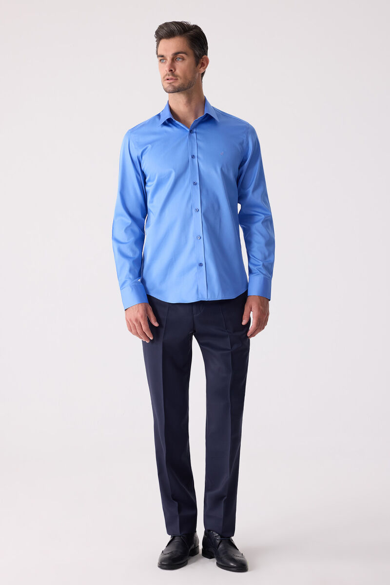 Erkek Parlament Slim Fit Saten Gömlek - 4