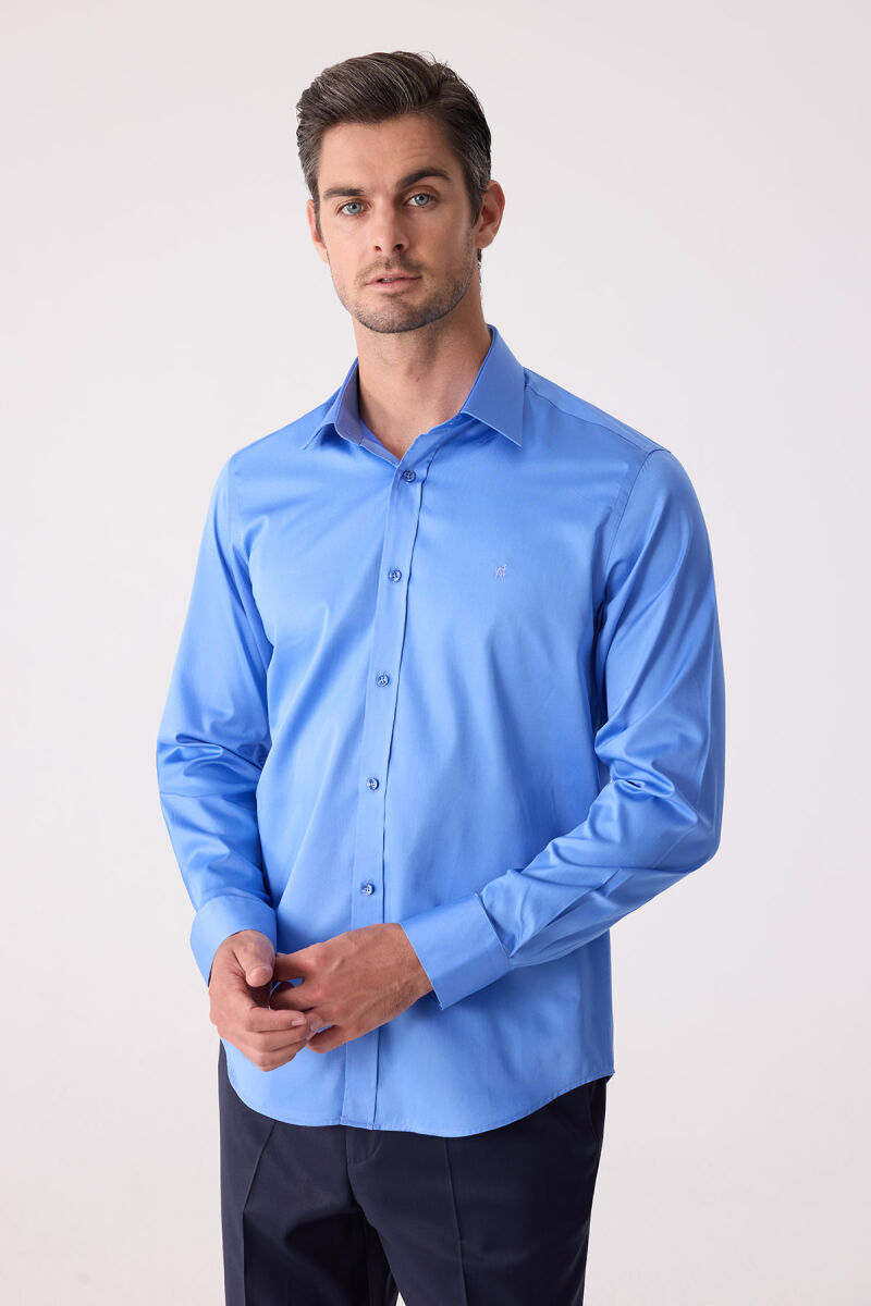 Erkek Parlament Slim Fit Saten Gömlek - 6