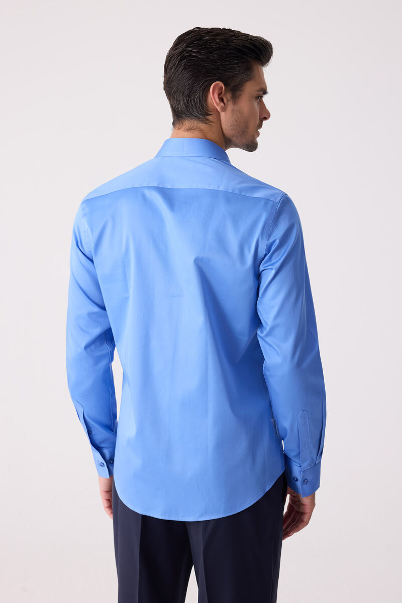 Erkek Parlament Slim Fit Saten Gömlek - 8