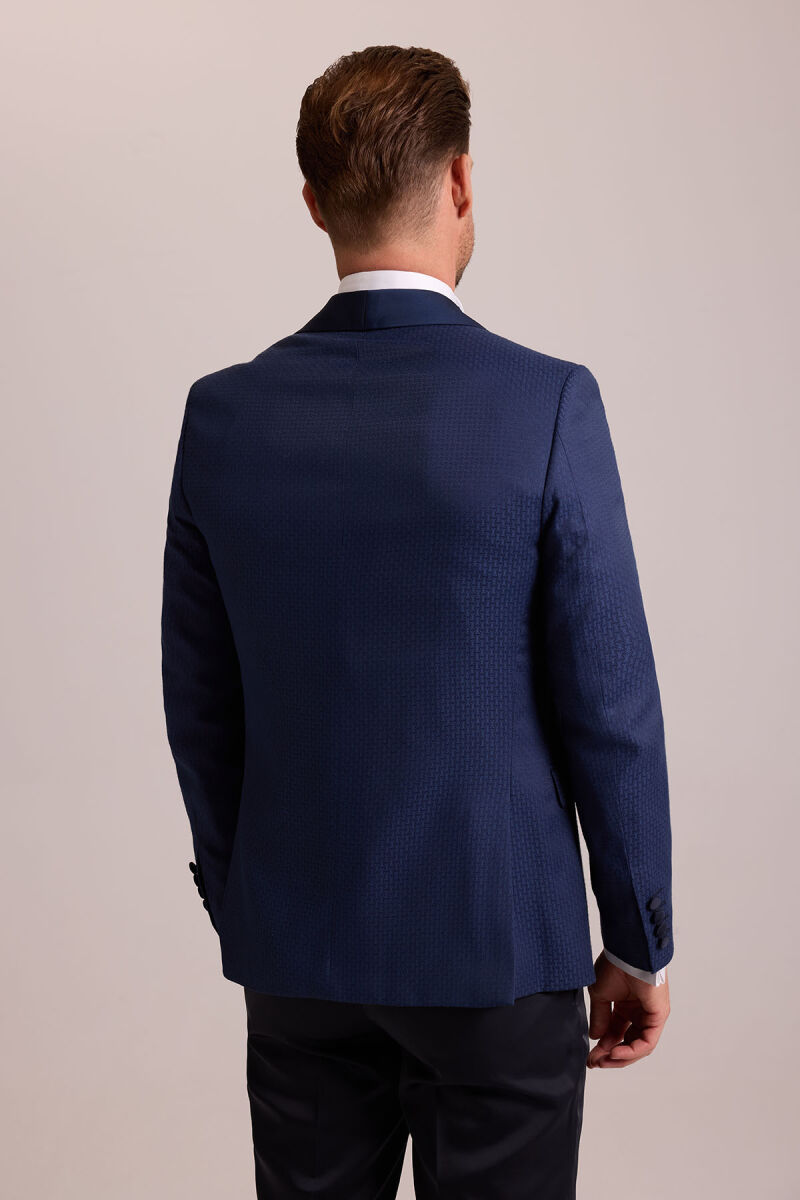 Erkek Parlament Slim Fit Şal Yaka Yelekli Damatlık - 8