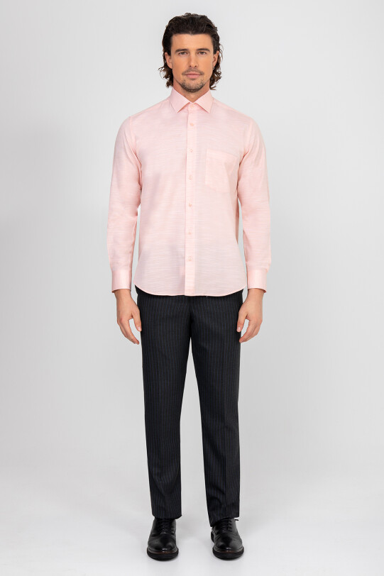 Erkek Pembe Uzun Kol Regular Fit Gömlek