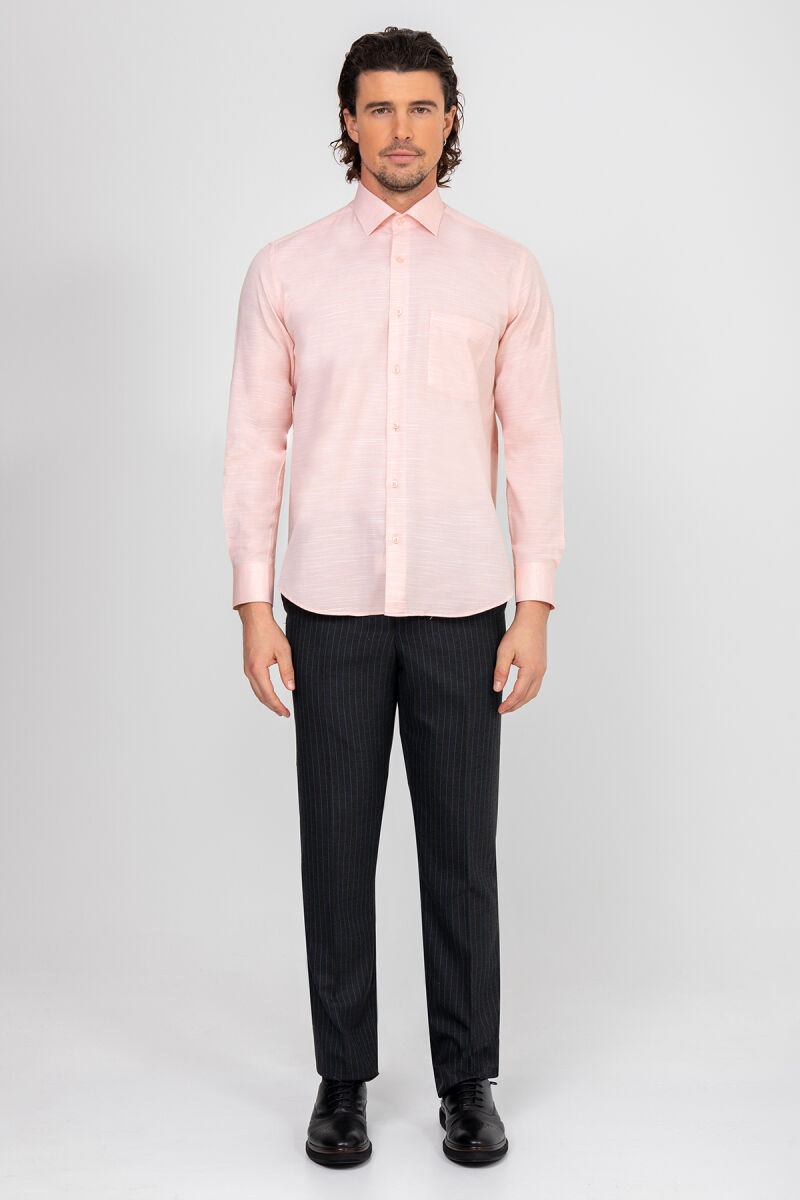 Erkek Pembe Uzun Kol Regular Fit Gömlek - 2