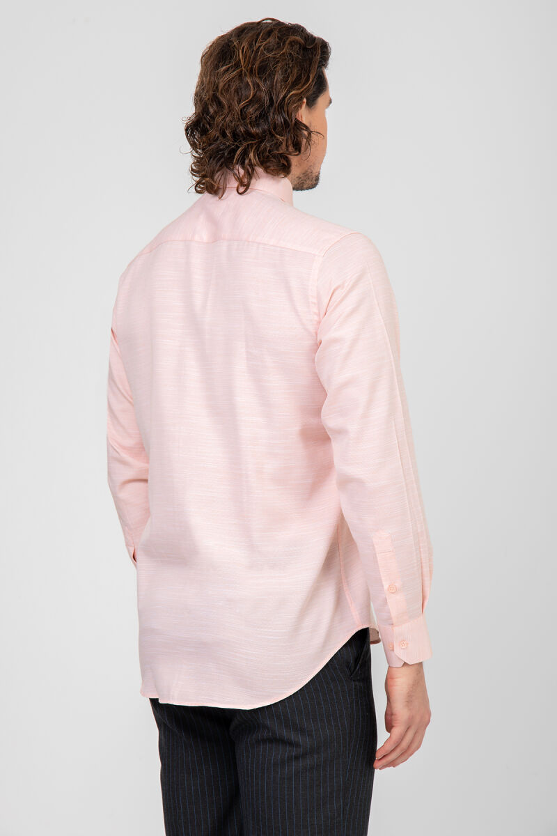 Erkek Pembe Uzun Kol Regular Fit Gömlek - 5