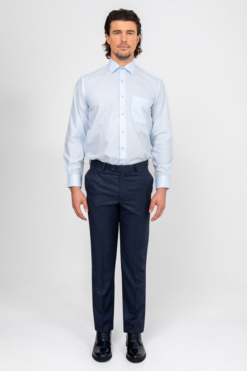 Erkek Petrol Çizgili Regular Fit Kumaş Pantolon - 4