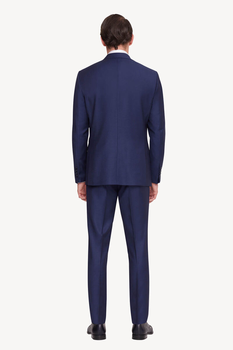 Erkek Petrol Slim Fit Sivri Yaka Yelekli Takım Elbise - 4