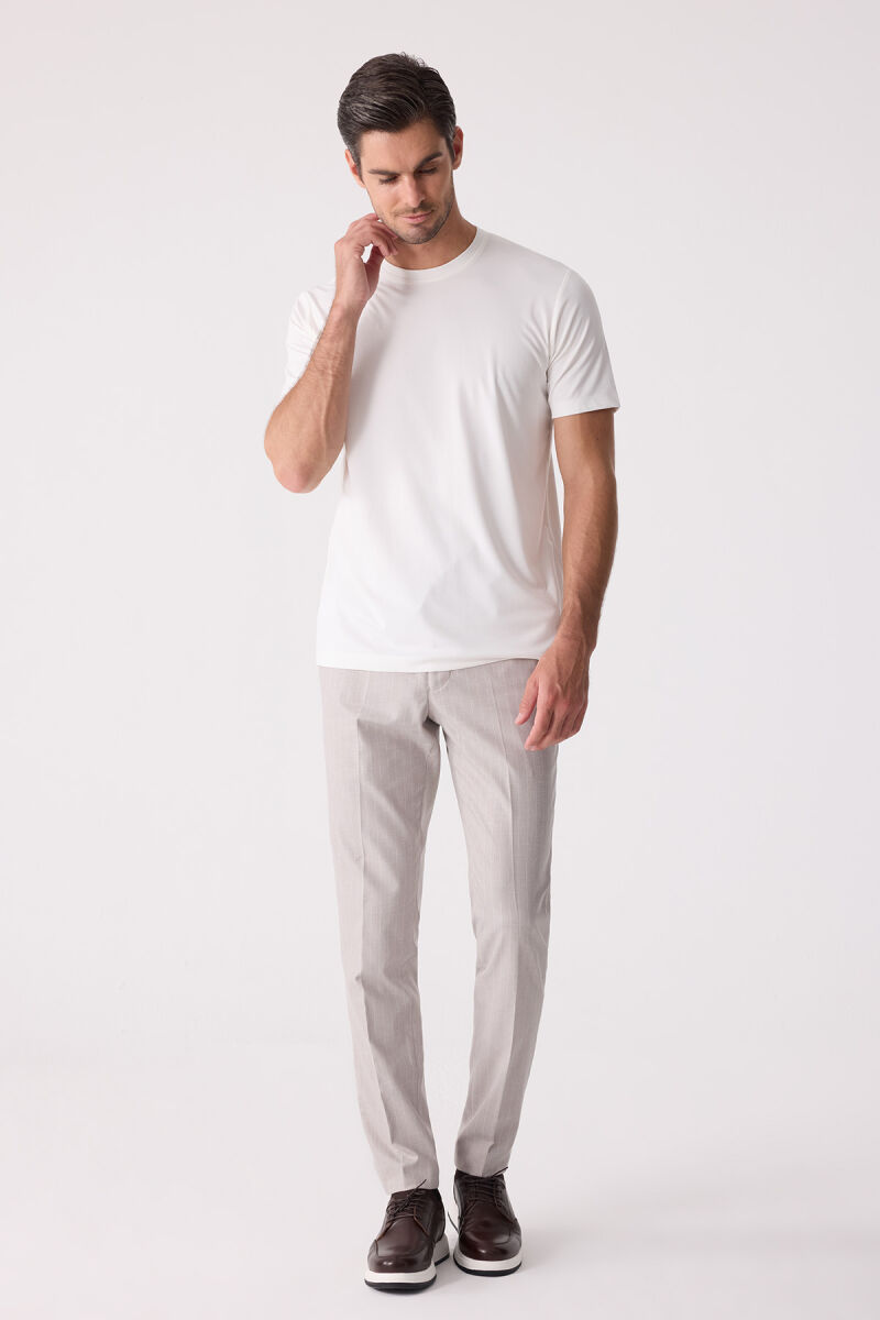 Erkek Beyaz Regular Fit Bisiklet Yaka T-shirt - 6