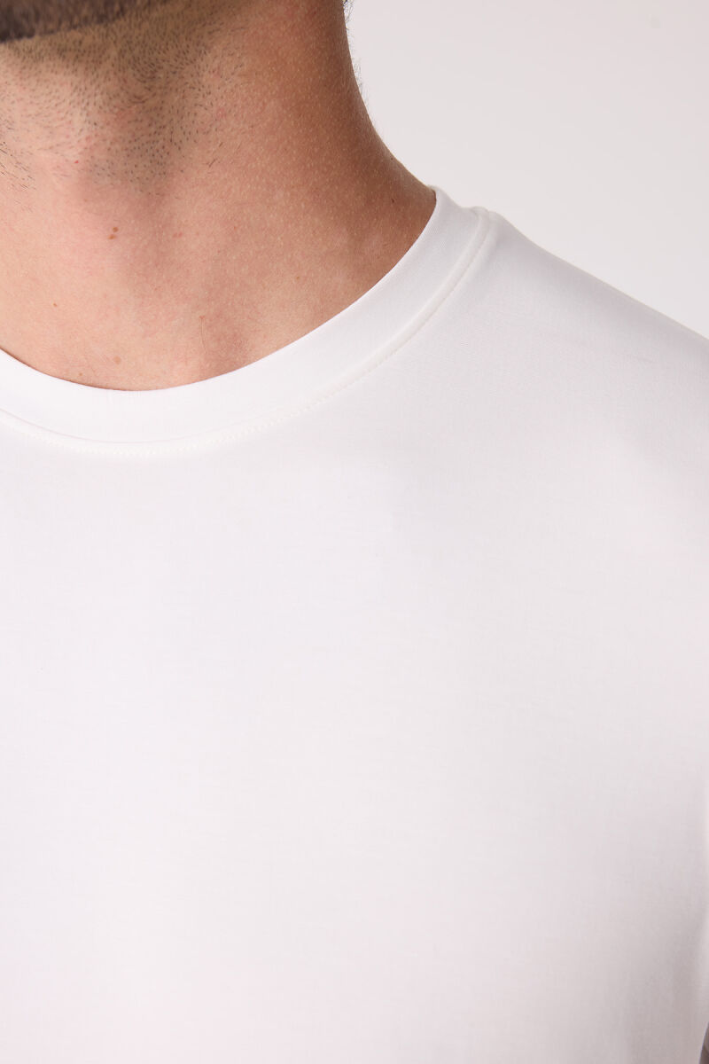 Erkek Beyaz Regular Fit Bisiklet Yaka T-shirt - 8