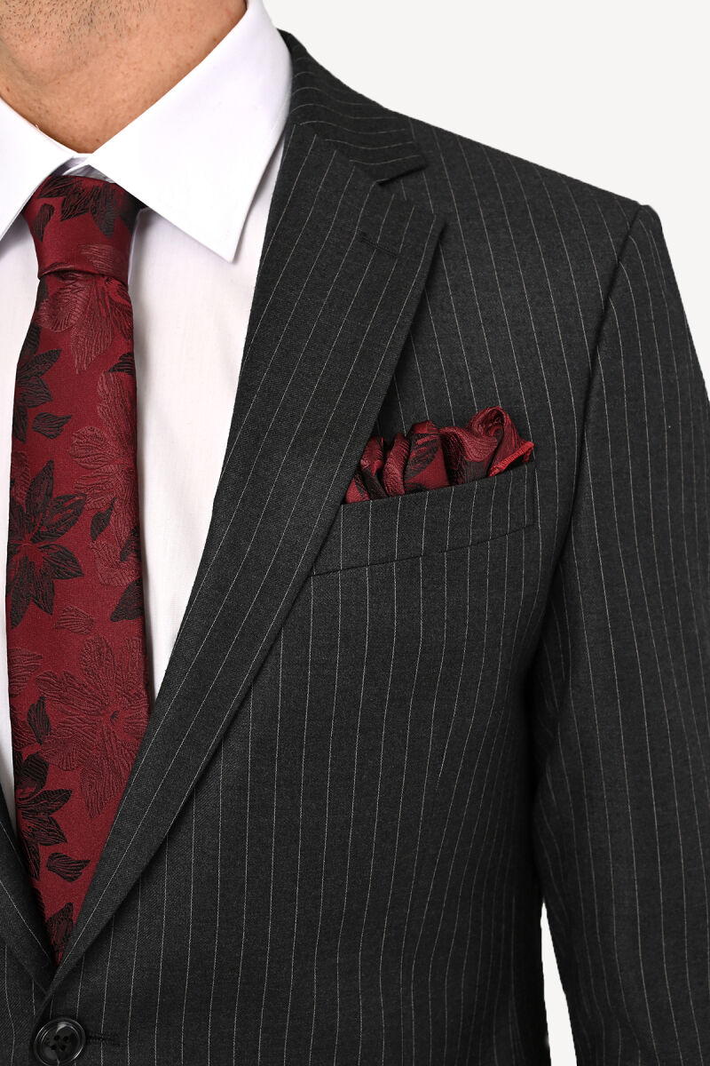 Erkek Regular Fit Çizgili Takım Elbise - 4